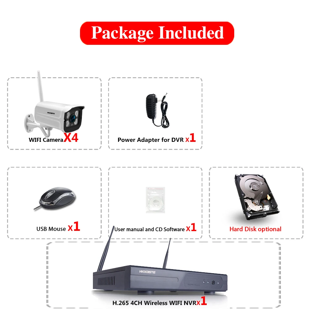 2019 новый комплект беспроводного видеорегистратора 4CH Plug And Play P2P 1080P HD наружная ИК