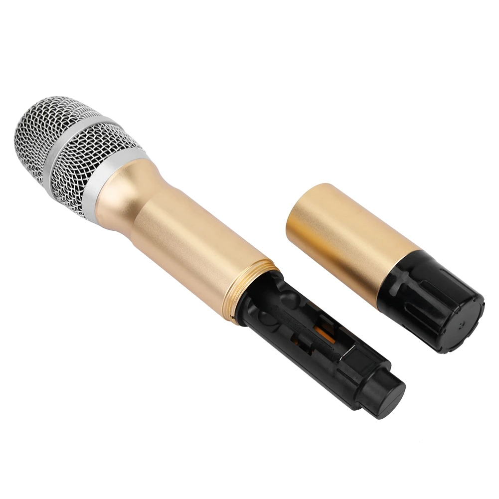 

2Pcs Microphone 25 Channels Microphone Golden Metal Handheld Wireless Microphones With Mini Receiver Mic Dropshipping New