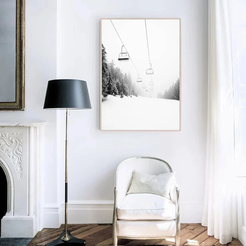 Современные постеры для катания на лыжах путешествий кабельного автомобиля