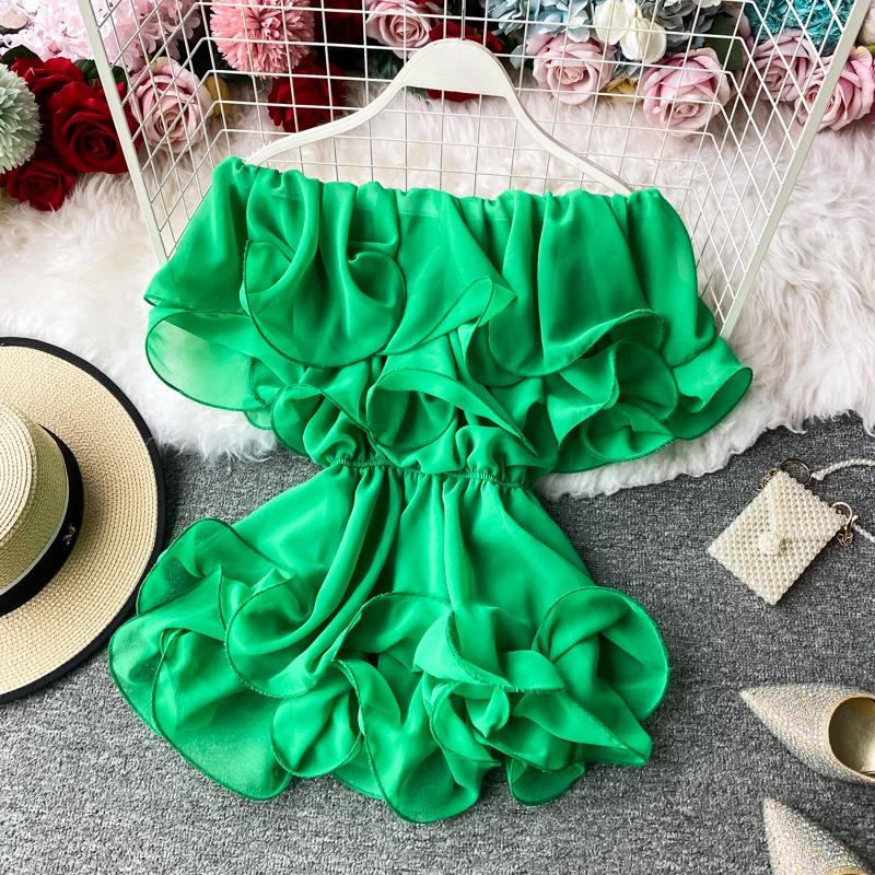 Шифоновая женская рубашка HISUMA с вырезом лодочкой и рукавами-бабочками оборками