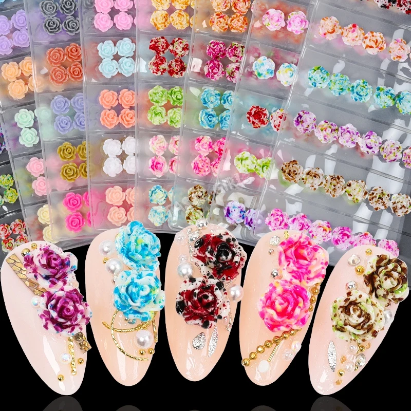 

1 Pack 3D Rose Colorful Dyeing Candy Color Petal Flowers Arylic Nail Art Rhinestone Gems Decorations Manicure DIY Tips GZH#