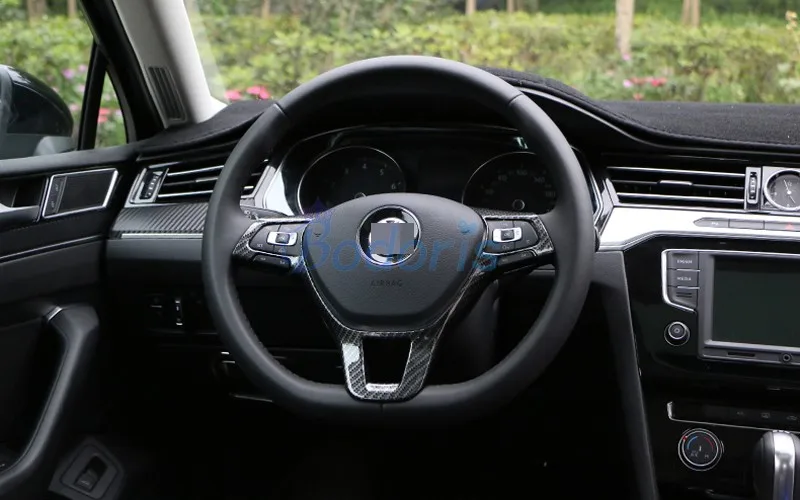 Цветная накладка на руль для Volkswagen VW Tiguan Mk2 2017 2018 из углеродного волокна отделка