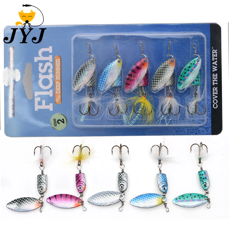 JYJ 5 шт./кор. 9g вращающаяся блесна рыболовная приманка приманки walleyes и для форели
