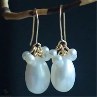 10 11mm white baroque pearl earring 18k ear drop hook accessories women fashion cultured flawless jewelry gift