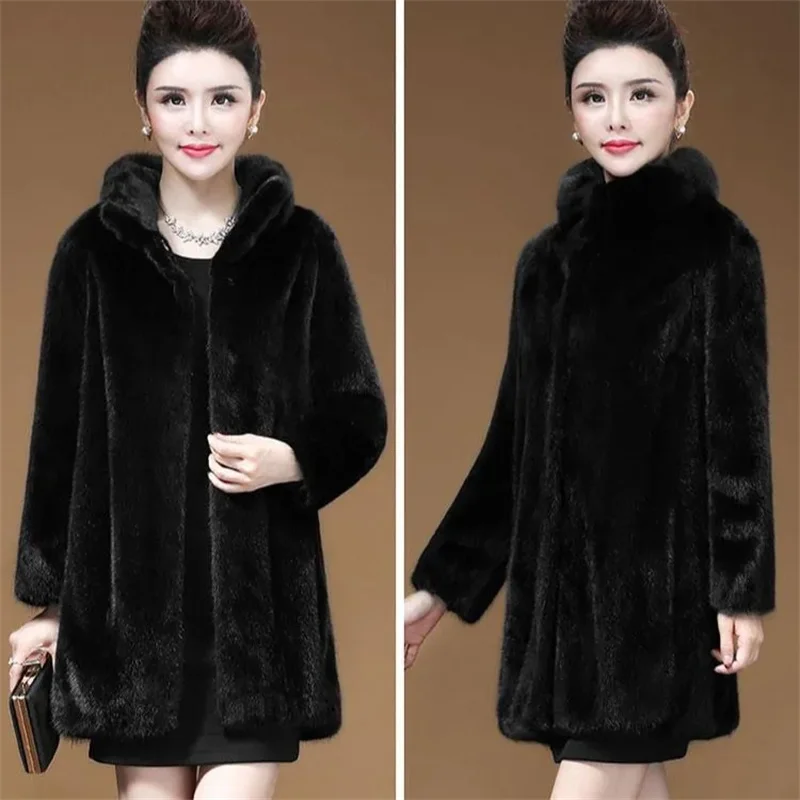 Однотонное пальто из цельного меха норки новинка зимы 2021 женское бархатное
