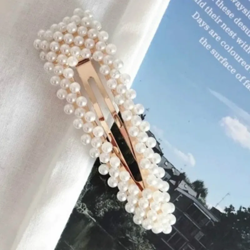 Fujin Korea Fashion Solid Pearl Hair Clips for Women Barrette Hairpins Trendy Handmade Styling Accessories Nice Gifts |