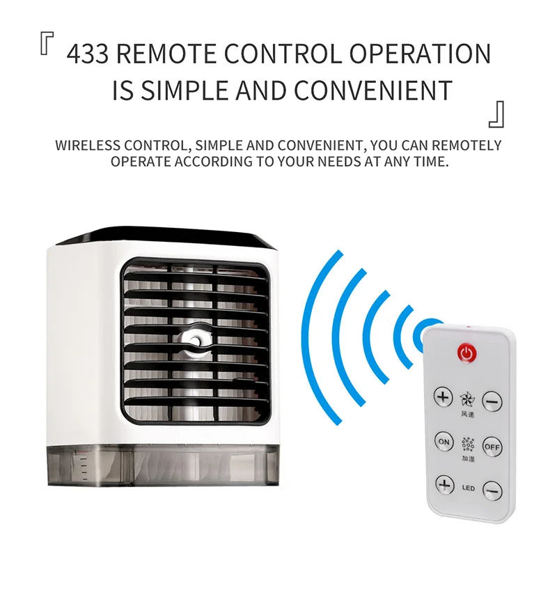 

USB Mini Portable Air Conditioner Humidifier Purifier 7 Colors Light Desktop Air Cooling Fan Air Cooler Fan for Office Home