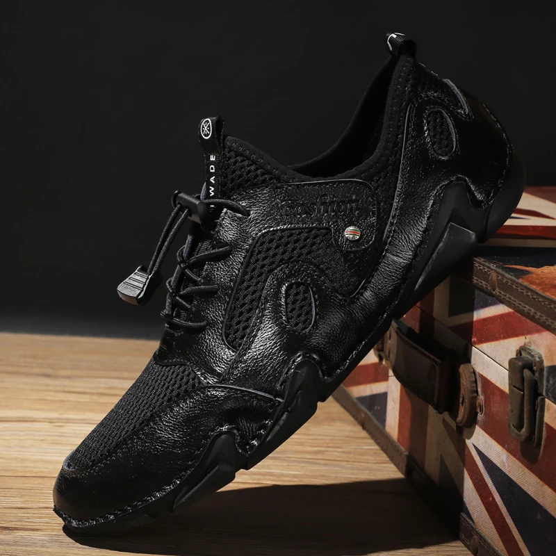 

2021 New Men's Casual Shoes Fashion Comfortable Men's Shoes High Quality Mesh Men Driving Shoes Handmade Flat Shoes Big Size
