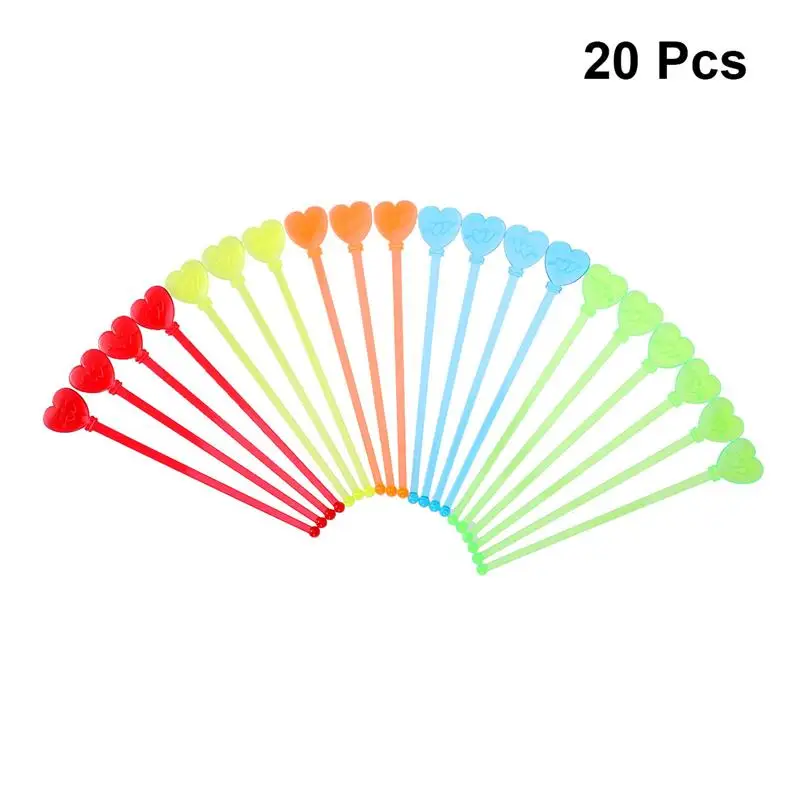 20 шт в форме сердца Форма палочки для размешивания акриловые коктейльные Кофе
