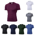Мужская футболка для бега, дышащие спортивные рубашки, компрессионные колготки с коротким рукавом, быстросохнущая Спортивная одежда для бега