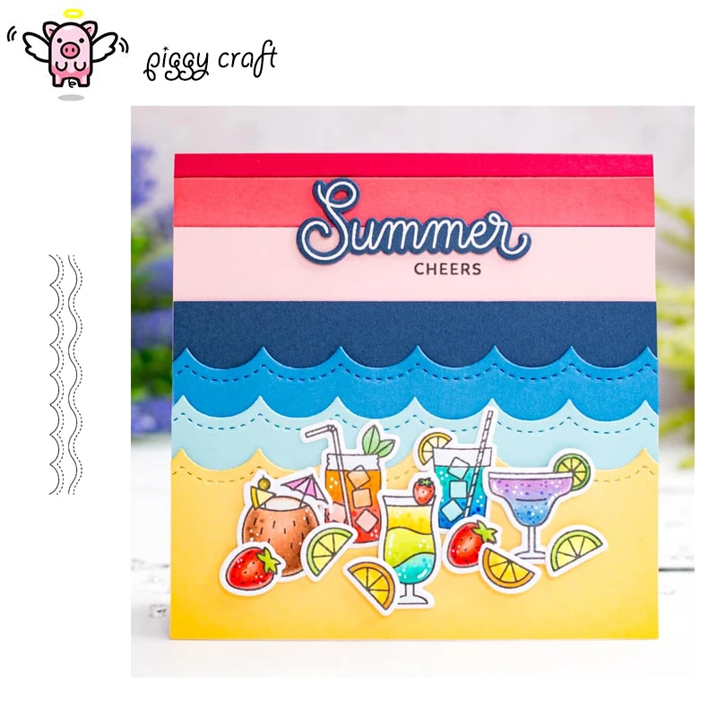 

Piggy Craft metal cutting dies cut die mold Wavy striped decoration Scrapbook paper craft knife mould blade punch stencils dies