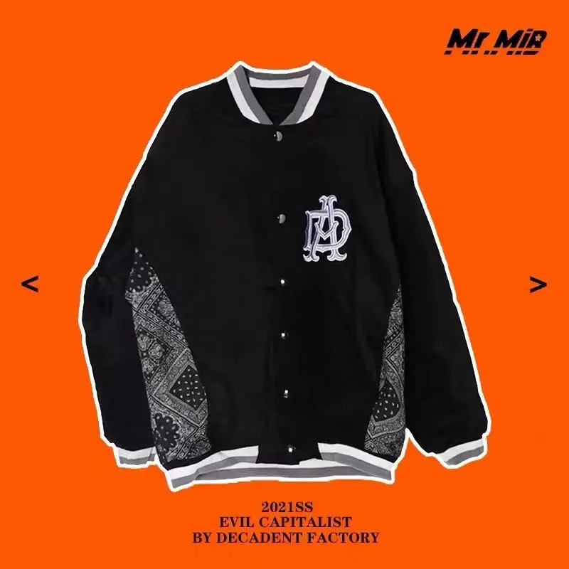 

2021 autumn new cashew flower baseball suit men's Korean version trend loose retro embroidery tide brand jacket men's jacket
