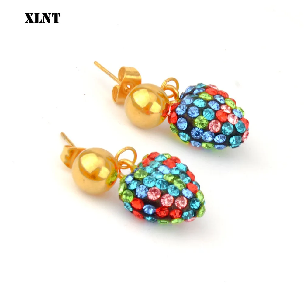 XLNT модные золотые Цвет в форме сердца геометрической формы висячие серьги виде