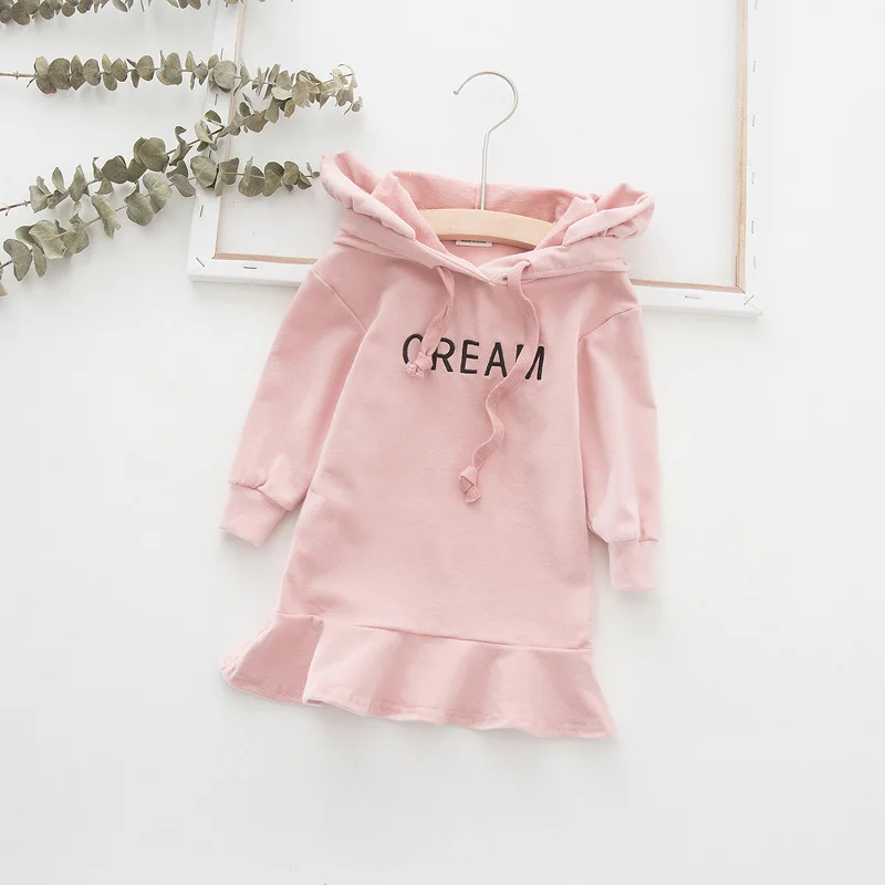 Осеннее детское платье с капюшоном длинным рукавом 1 год Девочка на день рождения