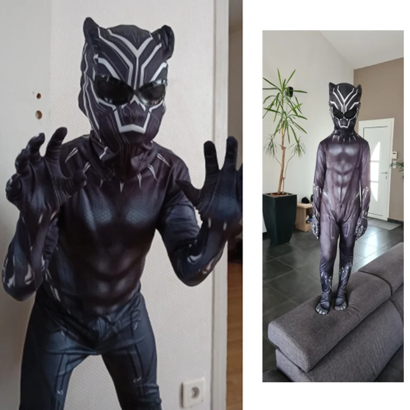Детские комбинезоны с черной пантерой Аниме Костюмы супергероев для косплея на