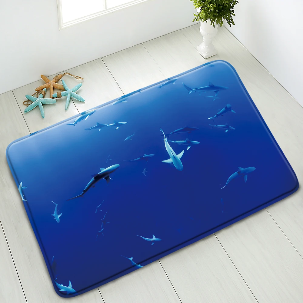 

Non-Slip Bath Mat Dolphin Marine Animal Indoor Home Carpet Bedroom Kitchen Doormat Welcome Mats Washable Foot Pads Absorbent Rug