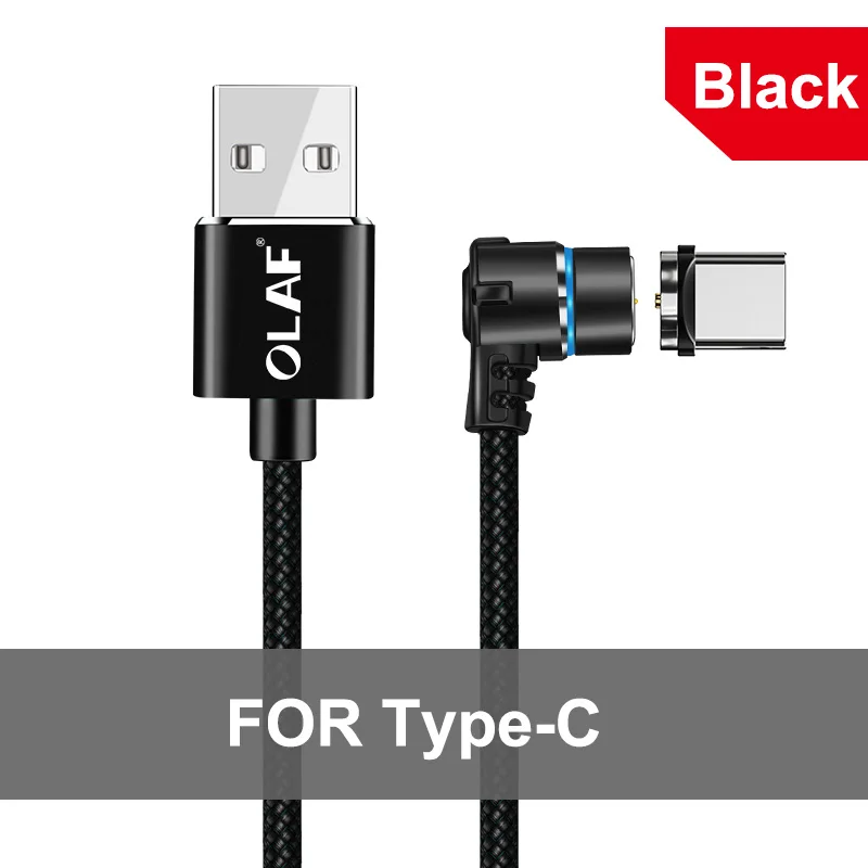 Type C Black Olaf 1 м Магнитный Micro USB кабель для iPhone samsung Android мобильный телефон Быстрая зарядка usb type C кабель магнитное зарядное устройство провод шнур - Цвет: Type C Black