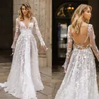 Женское вечернее платье макси, элегантное белое кружевное платье с V-образным вырезом и длинным рукавом, весна 2021
