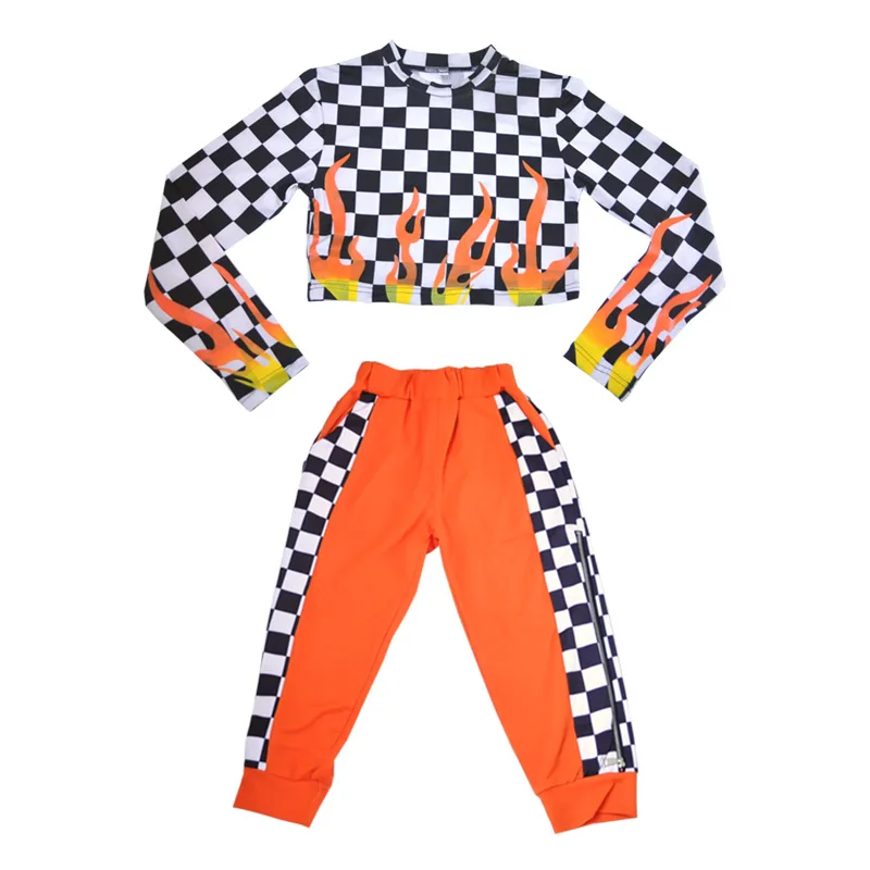 Костюм для девочек уличный костюм джаза комплект в клетку детская одежда стиле