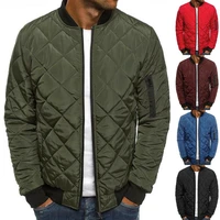 men quilted padded puffer jacket casual zip up winter warm coat bomber outwear solid color outerwear winter jacket overcoat