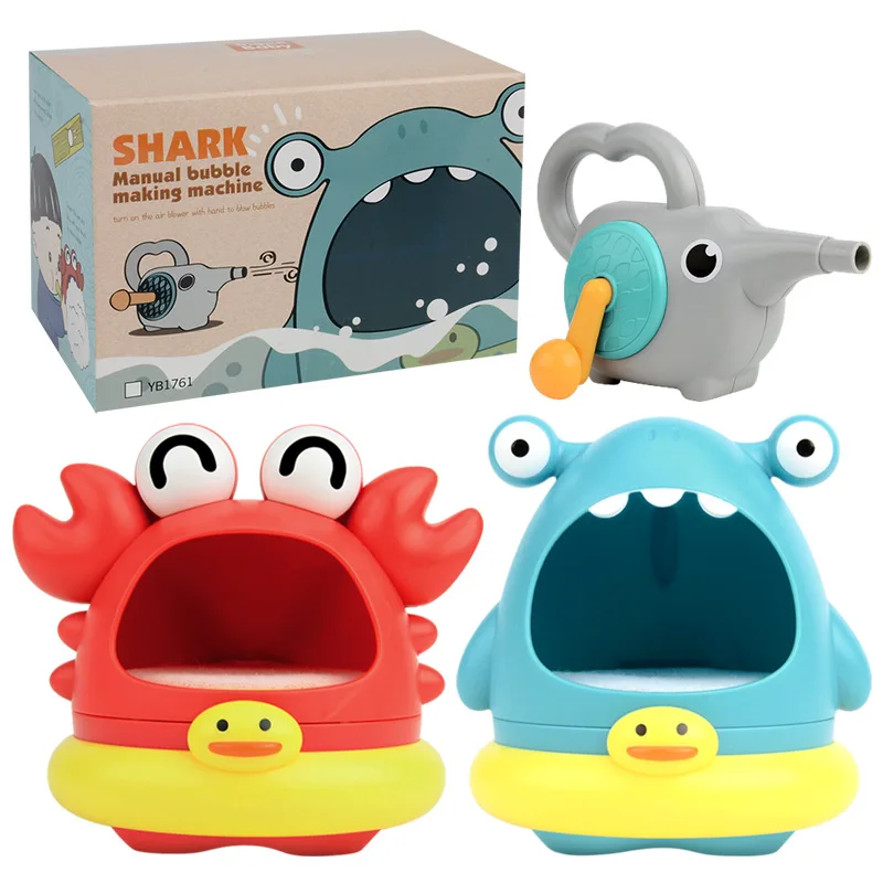 

Baby Bath Toys Outdoor Blowing Bubble Machine Cute Cartoon Shark And Crab Swimming Bathtub Soap Toy For Children Baby