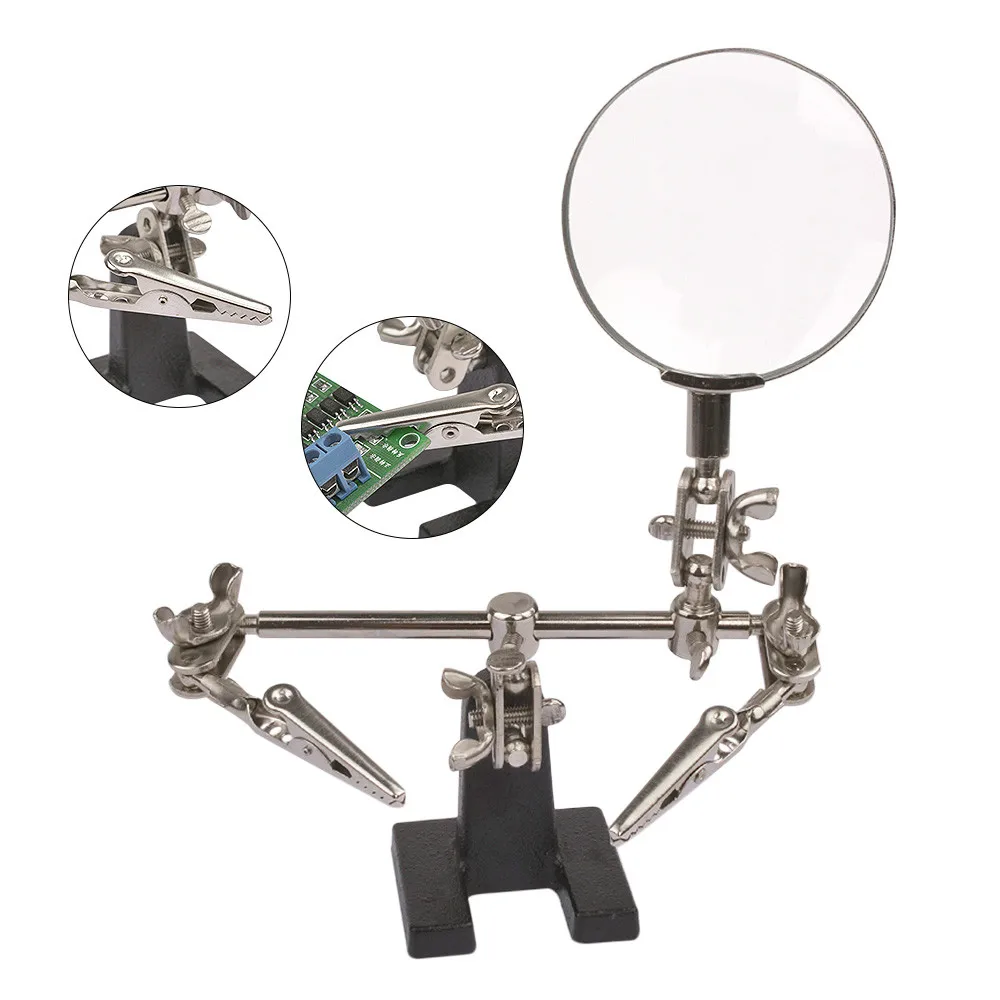 Desktop Magnifier Three Hands Auxiliary Clip Electric Iron Soldering for Jewelry Antiques Welding Circuit Board Stand | Инструменты