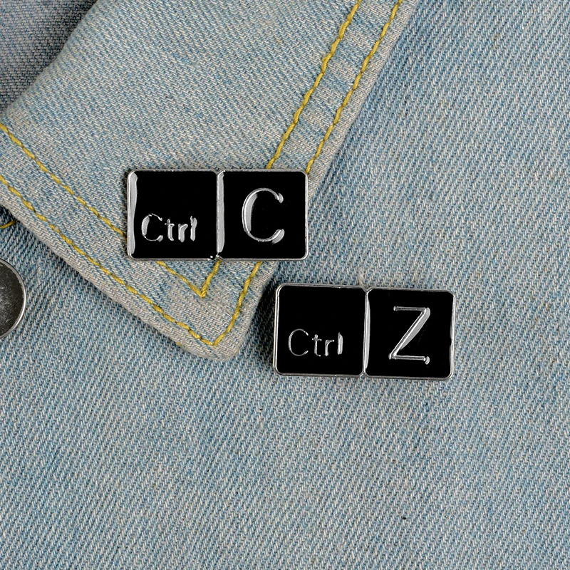 Эмалированные Броши Ctrl C Z для компьютерной клавиатуры ярлыка копия сумок одежды