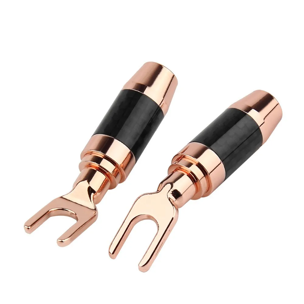 

4 шт. HIFI банановый мужской разъем U/Y Spade адаптер Акустический терминал из углеродного волокна медный динамик аудио разъемы винтовая Вилка Ло...