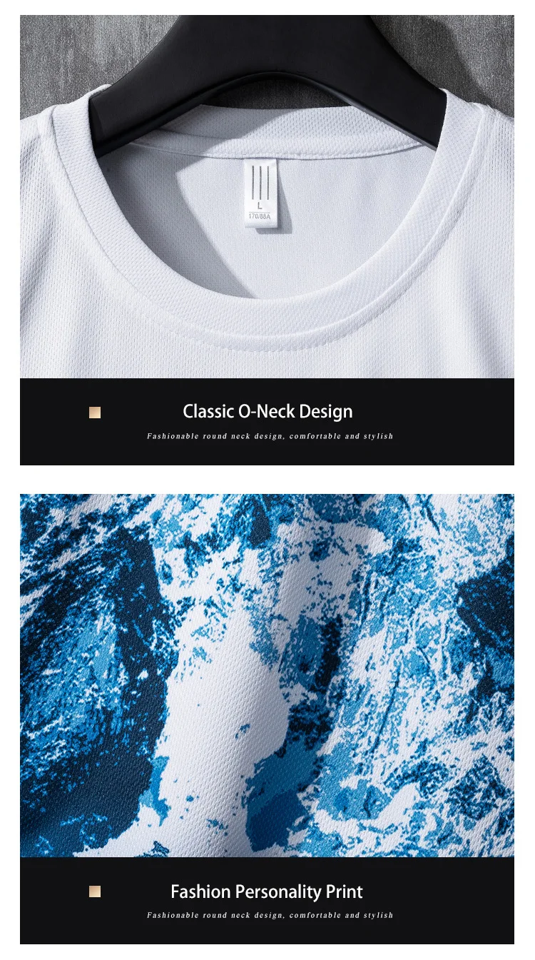 

2021 New Casual Set Men Summer Gradient Sportswear Fashion Print T-shirt Shorts 2 Piece Sports Sets Mens Tracksuit Clothing