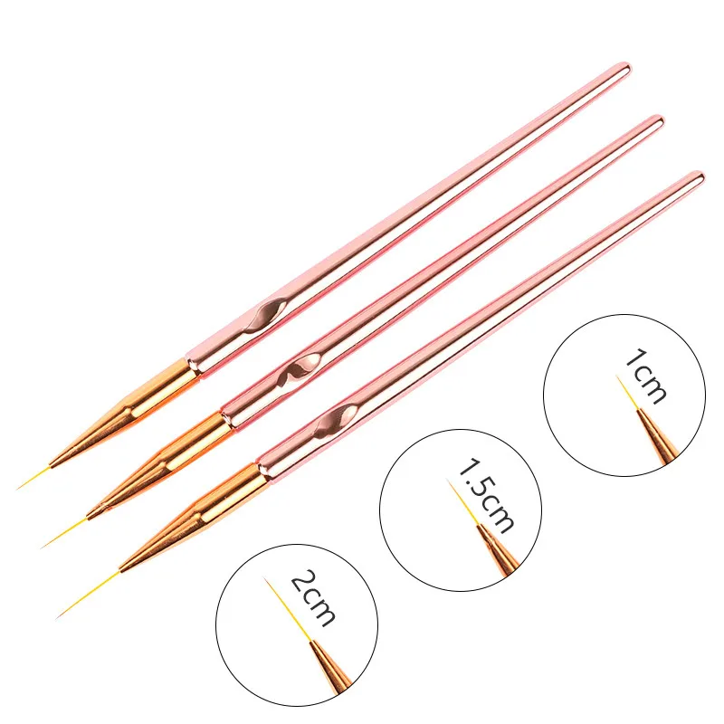 3 шт./компл. искусство ногтей брикет кисть розовое золото ручка цветок линия сетка