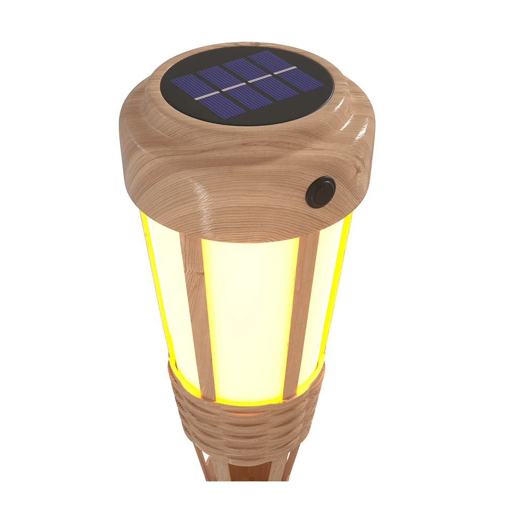 

4pcs LED Solar Waterproof Lawn Stakes Light Simulation Bamboo Flame Flickering Torch Lamp for Outdoor Garden Courtyard