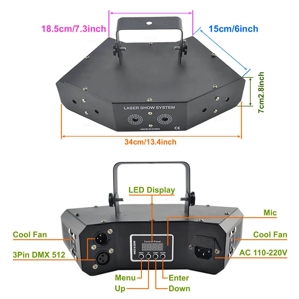 AUCD 6 Eye 7 каналов DMX двойной RGB луч сети матричный проектор лазерные огни Дискотека