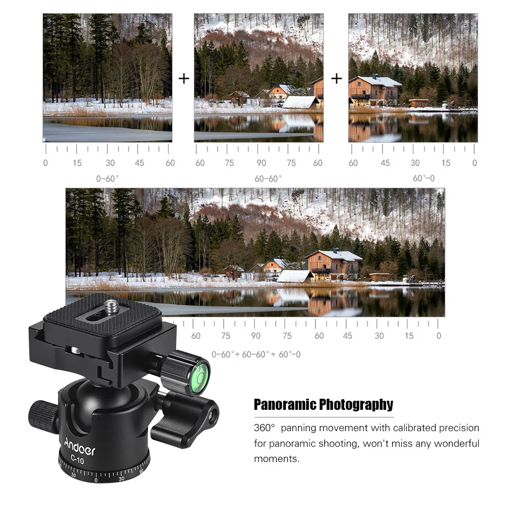 Штатив Andoer для фотоаппарата из алюминиевого сплава с шаровой головкой Canon Nikon Sony