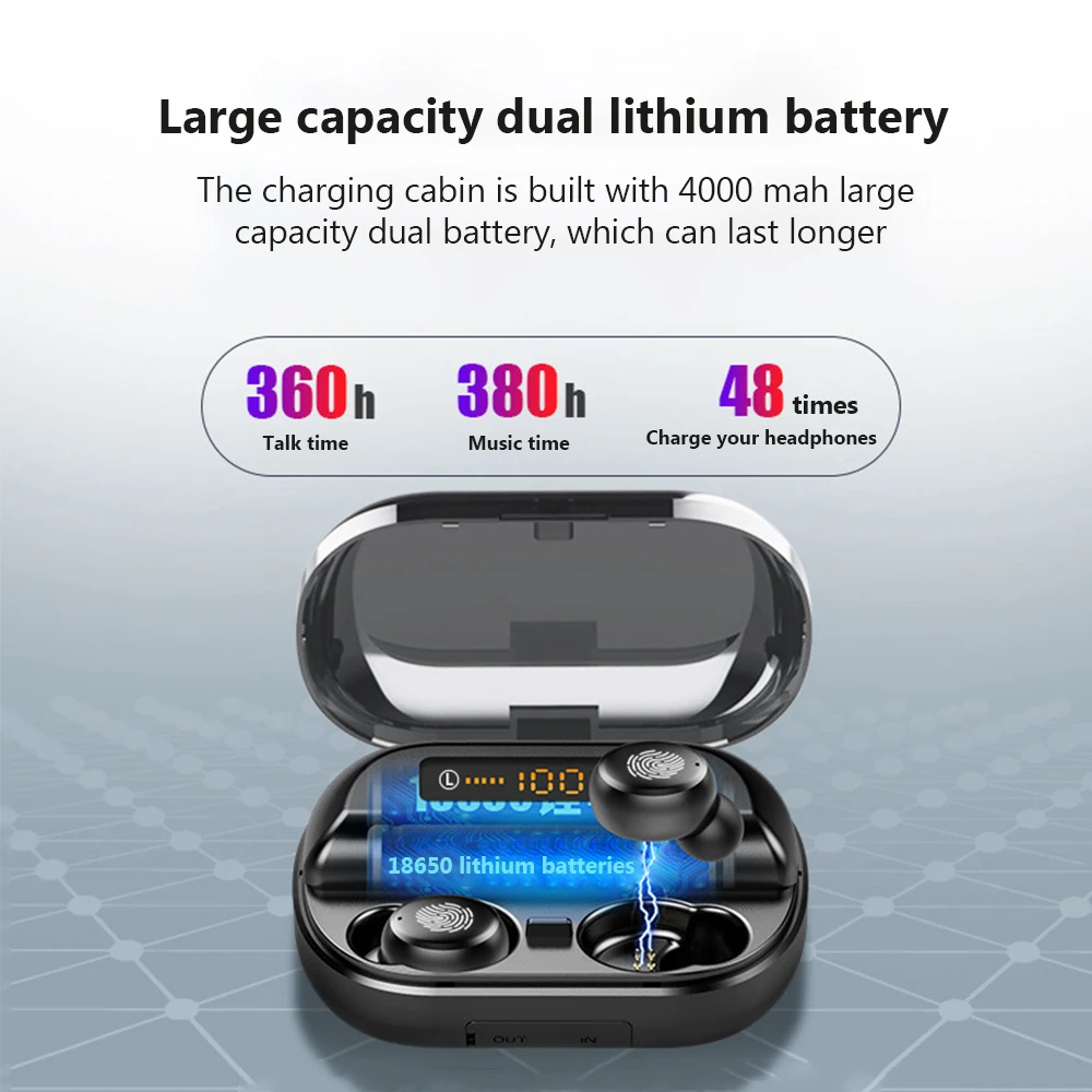 DIDIHOU 5 0 Bluetooth 9D стерео наушники беспроводные водонепроницаемые спортивные с 4000