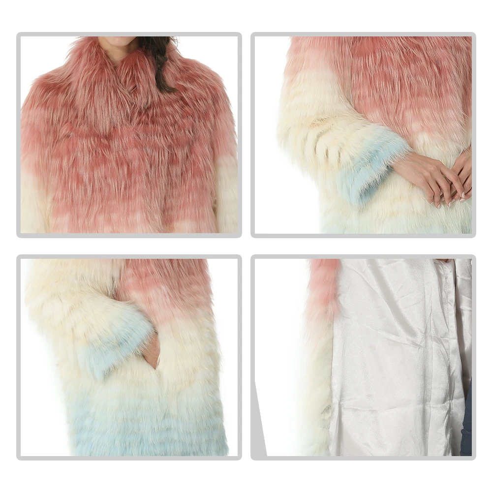 Winter Women Real Fox Fur Coat Luxury Natural Fox Fur Jacket With Fur Collar Cuff Fashion Real Fur