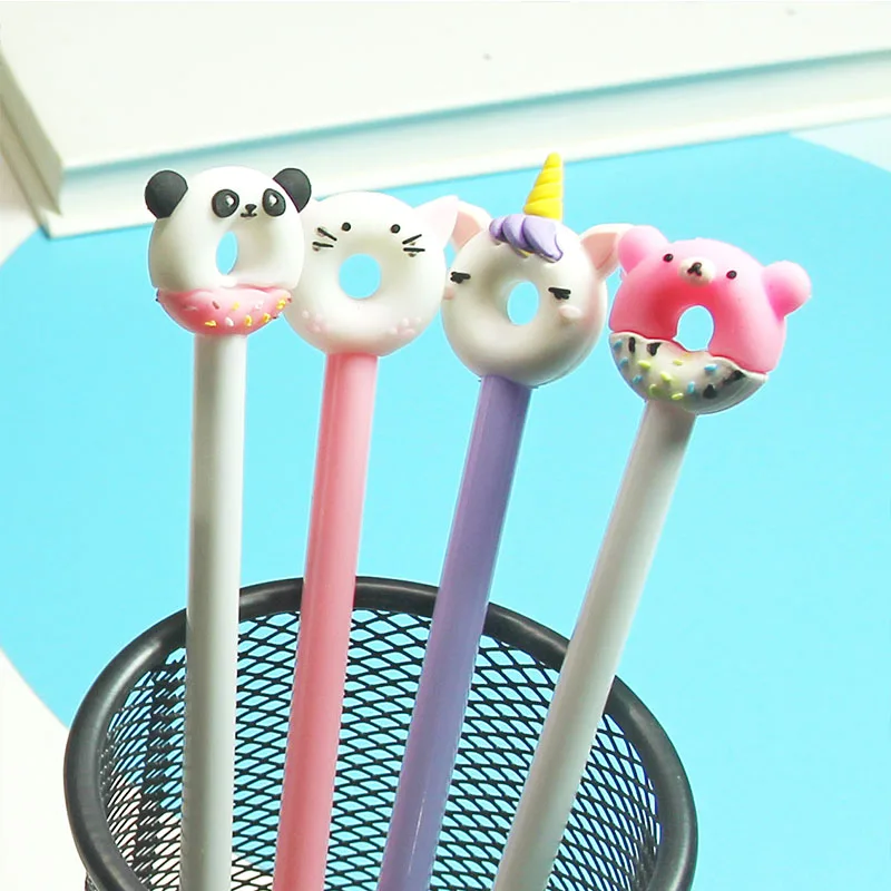 

36 pcs/lot Creative Animal Donuts Gel Pen Cute 0.5mm black ink Signature Pens Office School Writing Supplies gift