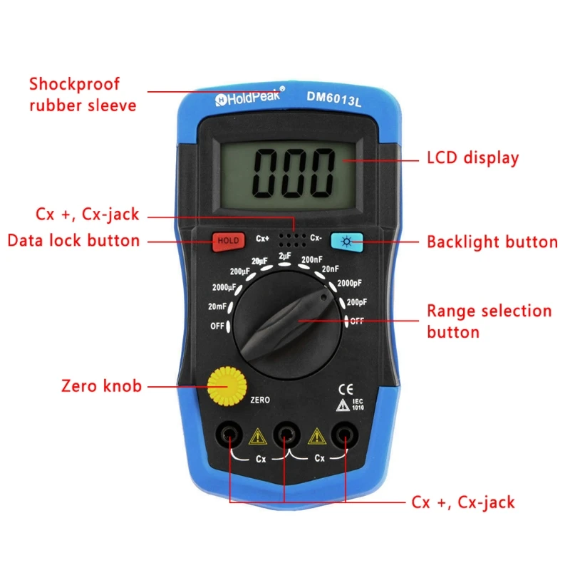 

Handheld Digital Capacitance Meter Capacitor Tester Capacimeter Electronic Auto K9FA