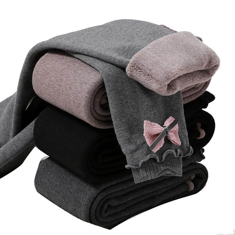 Леггинсы для девочек кашемировые зимние плотные с бантом брюки леггинсы |