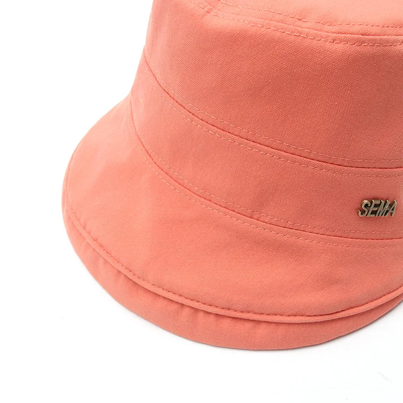 

New Wide Brim Label Sunscreen Bucket Hats For Women Spring Summer Fashion Sun Panama Caps Outdoor Fishing Cotton Fisherman's Hat
