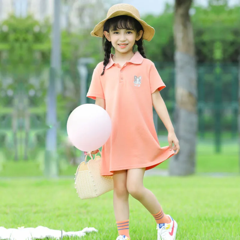 Платье для девочек с вышивкой из мультфильма в стиле кампуса детская одежда