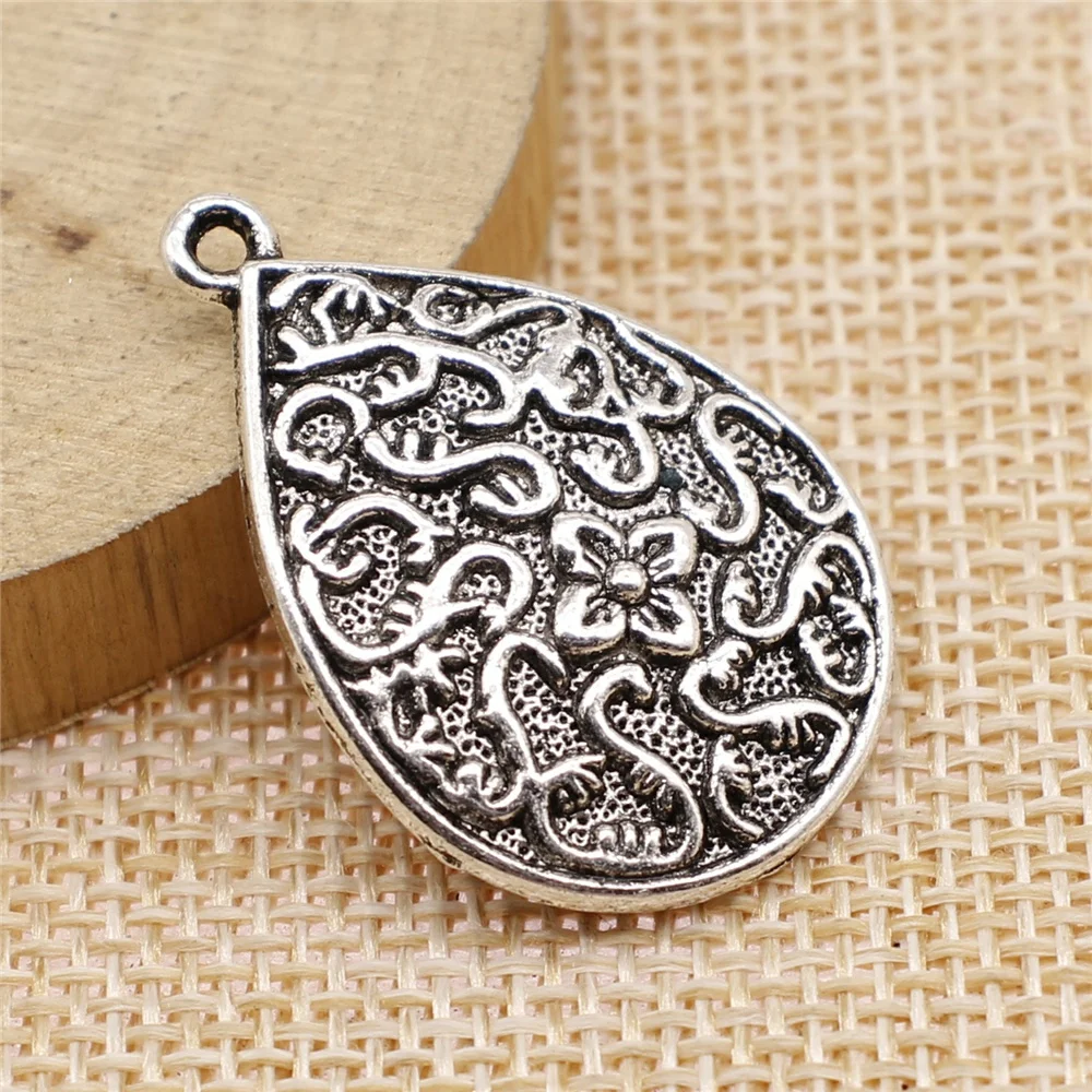 15 шт., серебряные подвески в виде капли воды, 22x33 мм