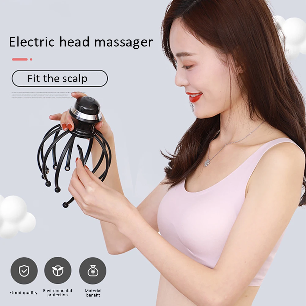 

Electric Octopus Claw Scalp Massager Stress Relief Therapeutic Head Scratcher Relief Hair Stimulation Hands Free Rechargable New