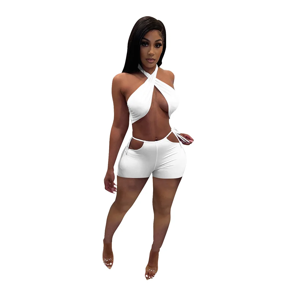 

Fashion sexy solid color two-piece shorts short casual suit