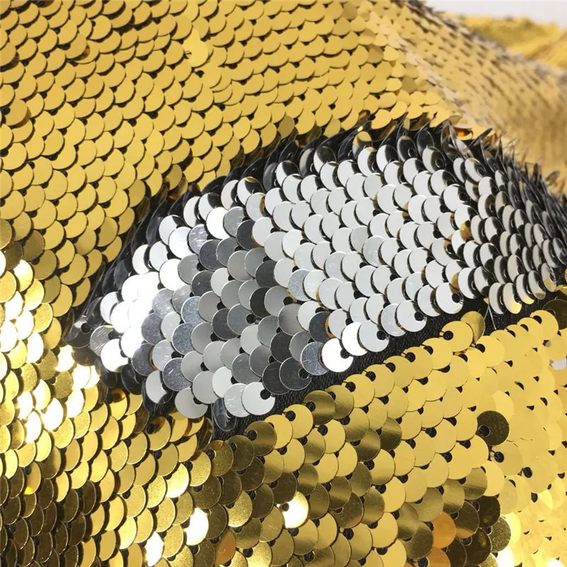 1 метр Реверсивный Русалка рыбьей чешуи 5 мм Блестки Ткань для рукоделия