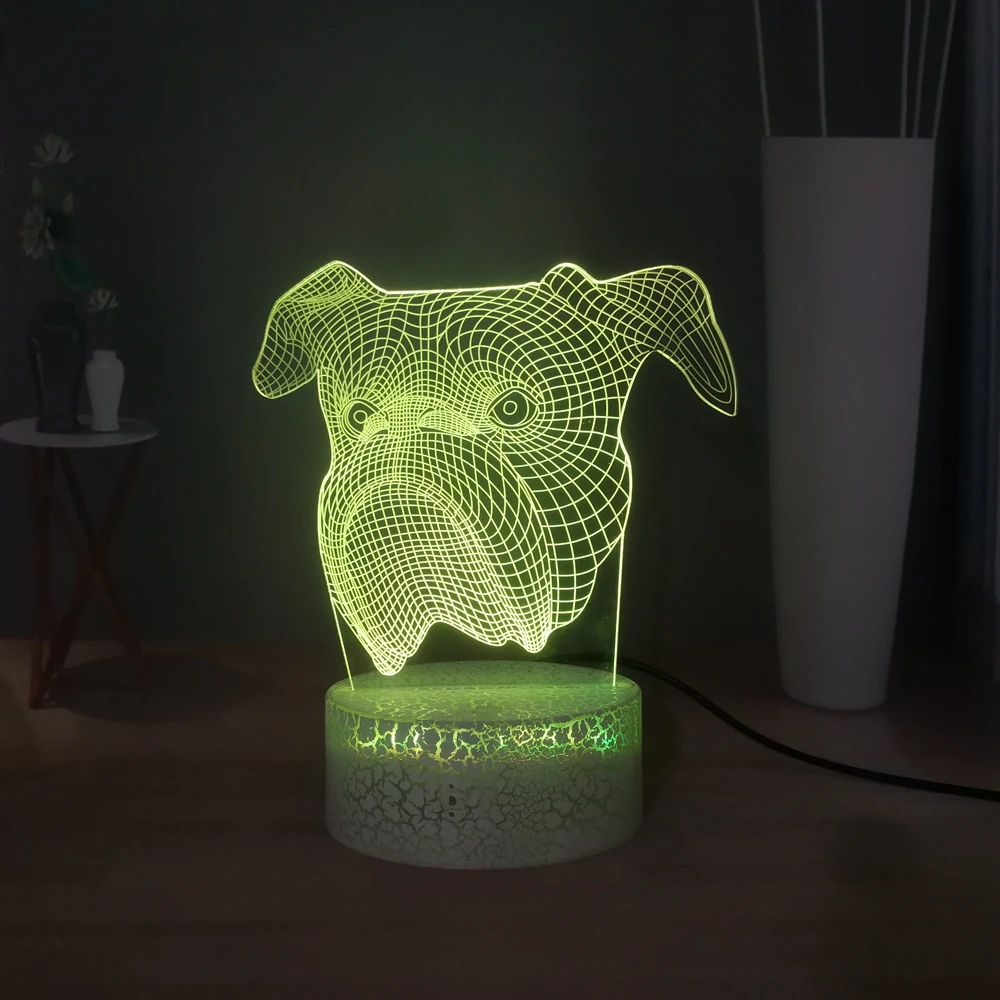 Прекрасный Мопс светодиодный ночной Светильник для детей милые рубашки