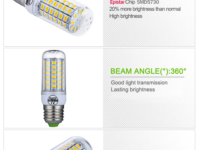 Светодиодный светильник E14 SMD5730 220 В кукурузная лампа 24 36 48 56 69 72 подвесной