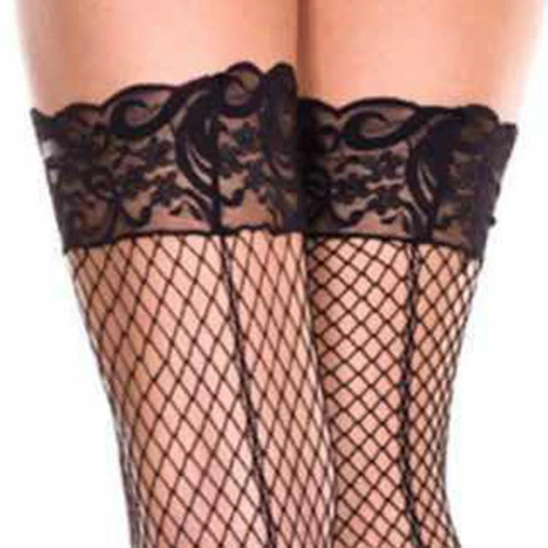 

Women Sexy Bow Knot Fishnet Stockings Sheer Straps Lace Mesh Thigh High Knee High Stockings Fashion Over The Knee Socks