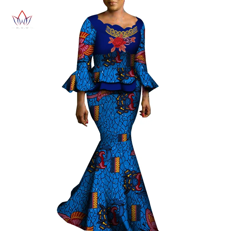 Designer Clothes Women Luxury Top And Skirt Set Bazin Riche New Africa Dashiki Plus Size Women Clothes Set Fashion Style WY6890