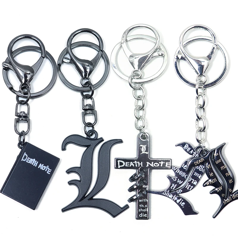 Death Note Keychain Anime Trinket Jewelry Cross Black Z Note Book Pendants Keyrings Bags Car Key Holder Trendy Keybuckle llavero