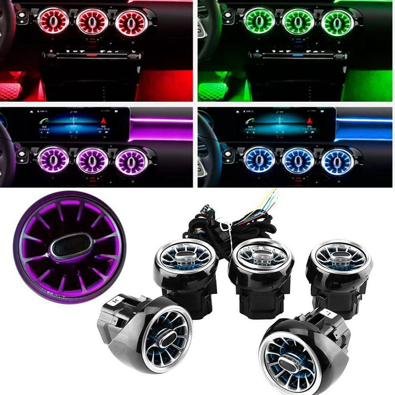 5Pcs Air Vent Led Ambient Light Turbine Outlets Lamp 64 Color For Mercedes-Benz